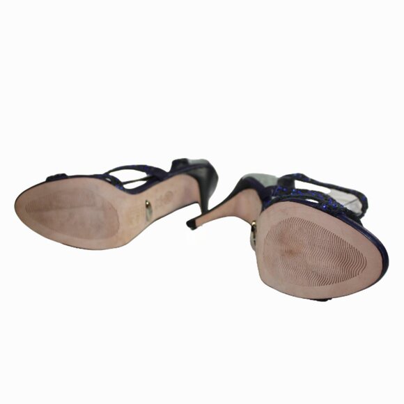 Unze Couture Crystal Embellished Midnight Blue Ankle Wrap Strappy Stiletto - Picture 7 of 7